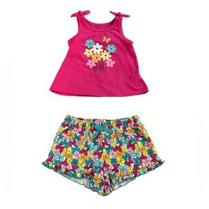 Kids headquarters girls pink tank & floral shorts  2-pc  retail $38